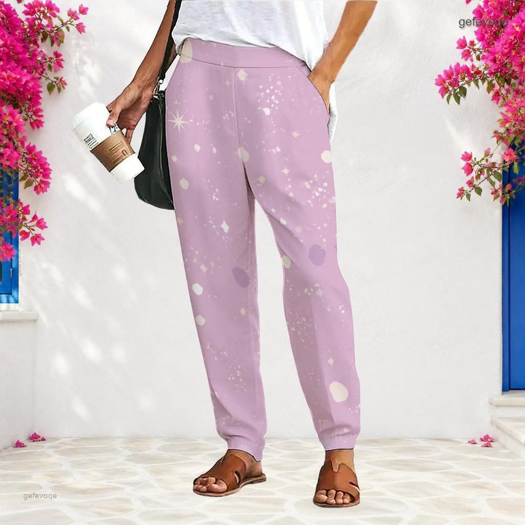 Women Plus Size Loose Fit Straight Long Pants Black Blue Mandala Printed With Pockets