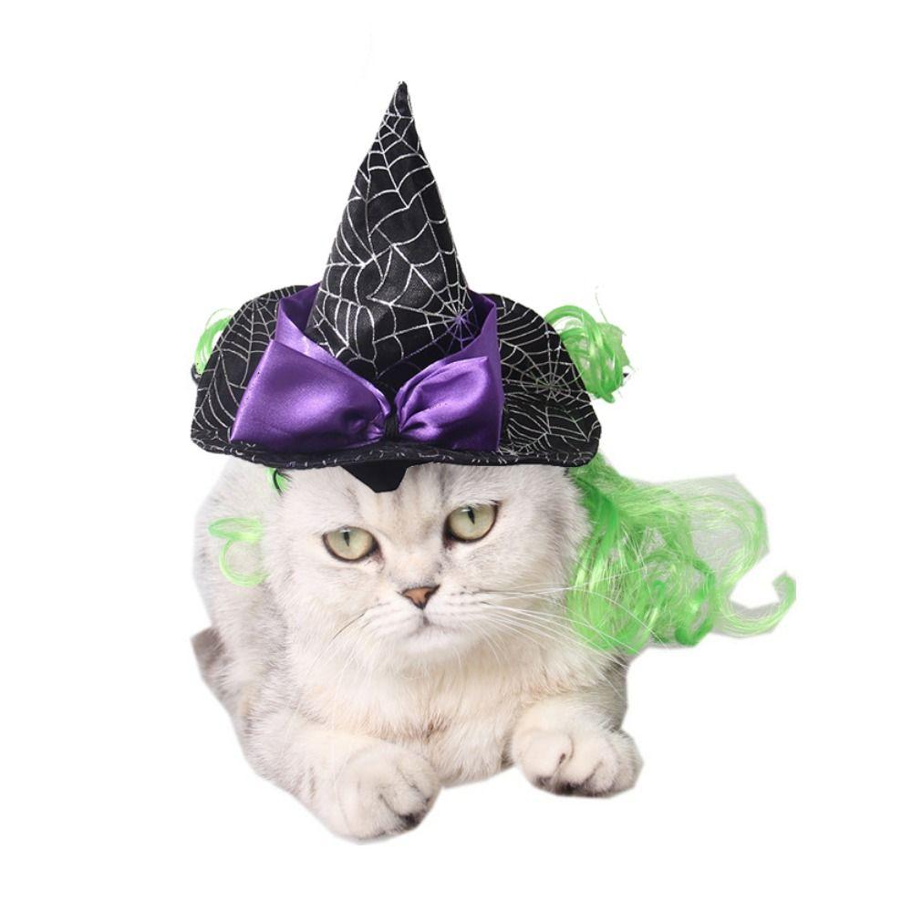 Мягкая кошачья шляпа волшебника, плащ, регулируемый костюм ведьмы для питомца, забавная кошачья шляпа волшебника-паука, косплей-вечеринка