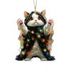 Car Halloween Rearview Mirror Hanging Pendant Cartoon Skull Cat Auto Interior Accessory 2D Flat Acrylic Hanging Charm for Car Backpack