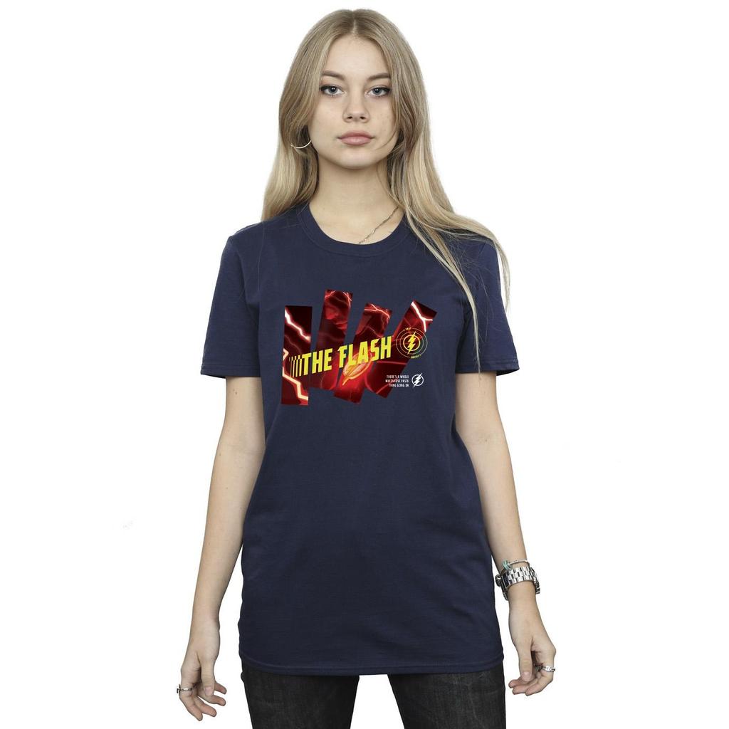 DC Comics Womens/Ladies The Flash Pillars Cotton Boyfriend T-Shirt