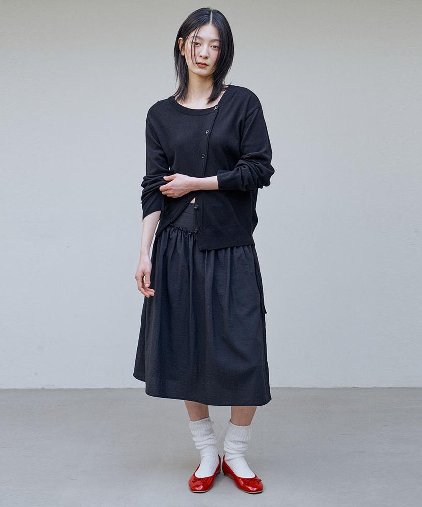 Awi Voluminous Shirred Skirt_Black
