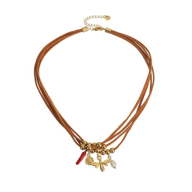 Бархатное ожерелье-веревка с многоподвеской из нержавеющей стали - Ретро, универсальный и роскошный осенне-зимний модный аксессуар.