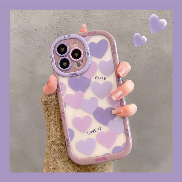 Cute Heart Love Shockproof Bumper Transparent Phone Case For Iphone 14 13 12 11 Pro Max Soft Silicone Clear Back Cover Case