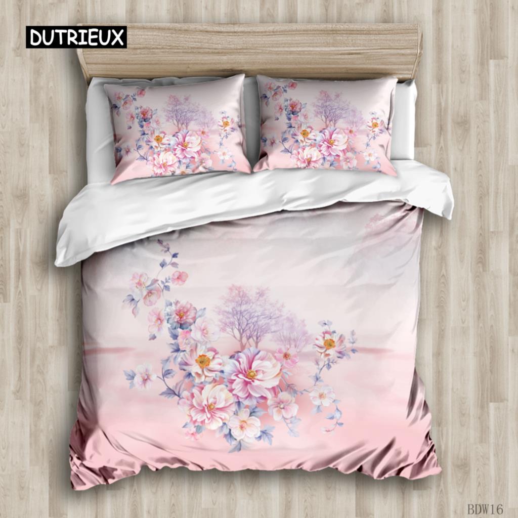 Пододеяльник с цветочным рисунком, ботанические листья, двусторонний комплект постельного белья с цветочным рисунком, натуральное растение, двуспальная кровать размера «king-size», полиэстер, одеяло