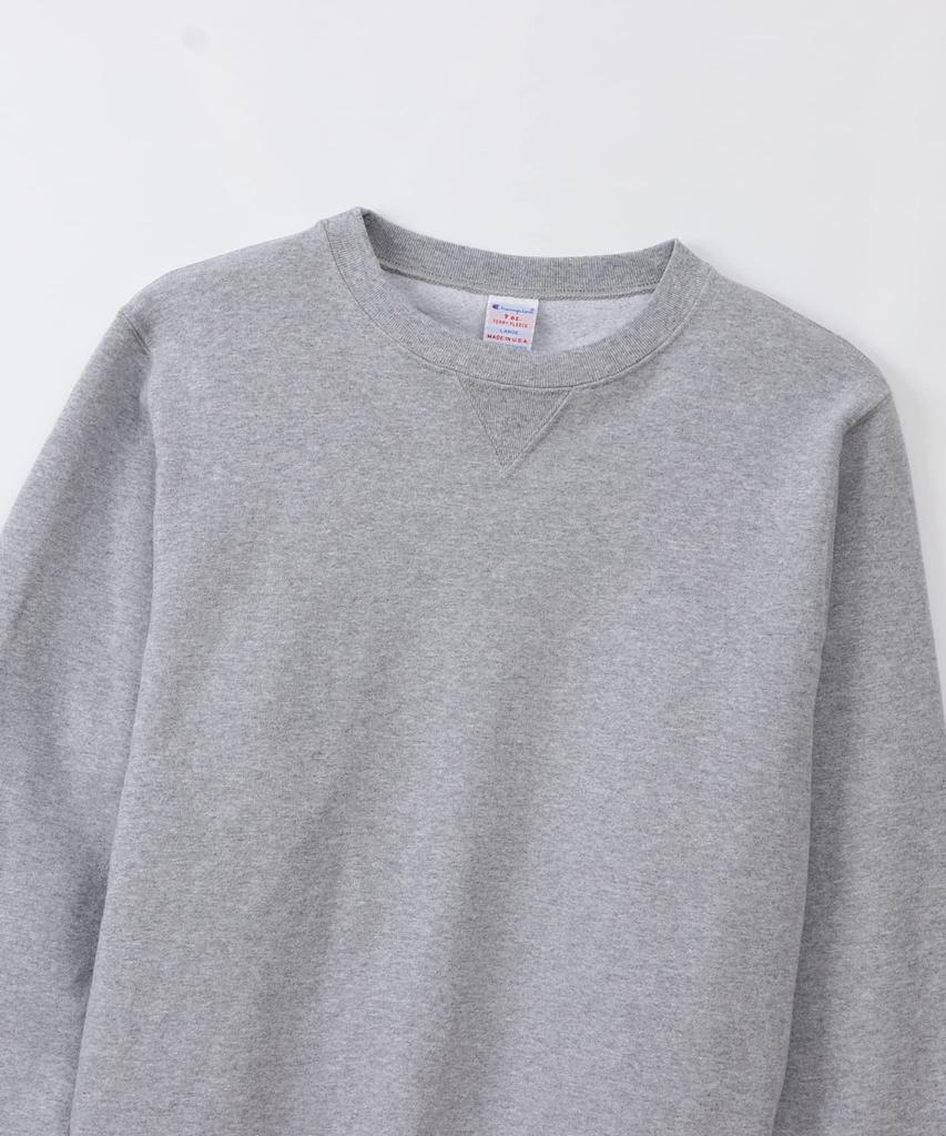 Champion 9oz USA Crew Neck Oxford Size Long Classic Seasonless Men's Sweatshirt, Gray, M, C5-P001, Sleeve, Fleece-Lined, V-Gauze,