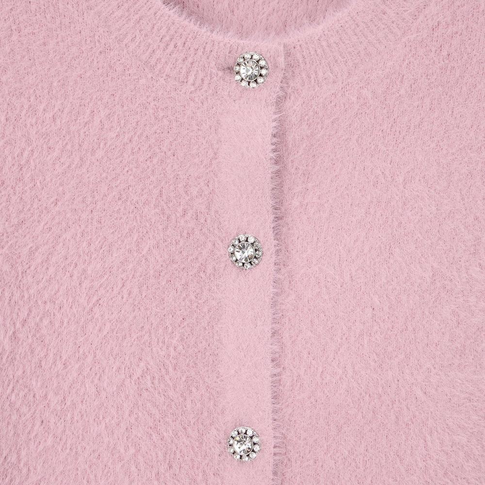 GU by Uniqlo Girls Shaggy Knit Bijou Button Cardigan