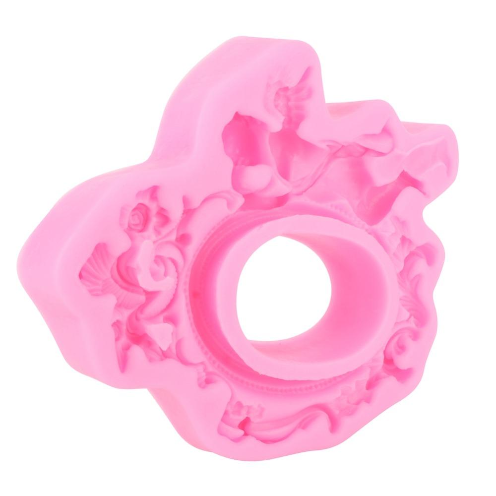 Pink Color Silicone Fondant Mold Photo Frame Design Baking Decor Tool For Cake Decoration