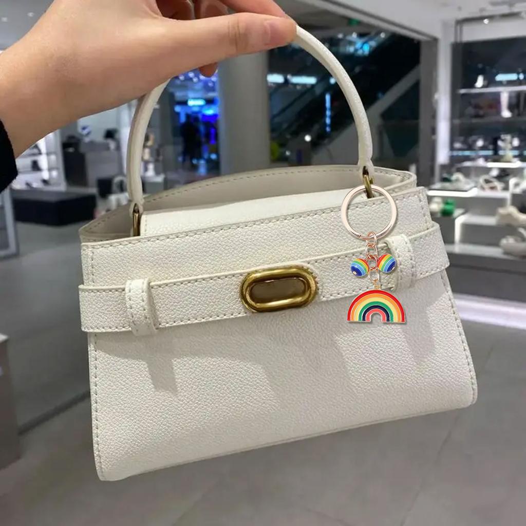 Trendy Rainbow Keychain Colorful Alloy Keyring Sturdy Designs for Everyday Use