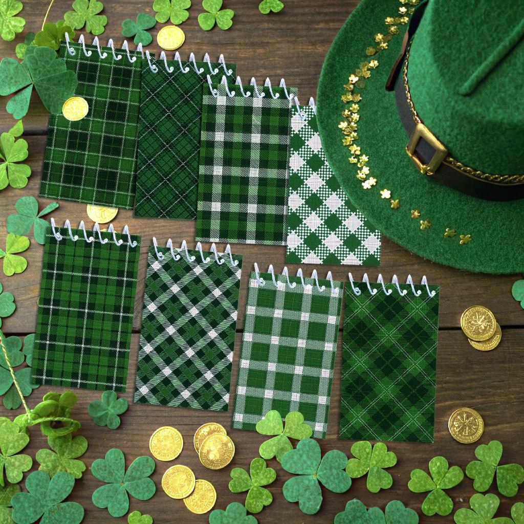 8Pcs Portable Gift Notebook Portable Size Pocket Notebook St. Patrick's Day Notebook Spiral Binding For Business Gift Office