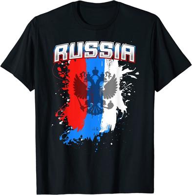 НОВЫЙ ЛИМИТИРОВАННЫЙ Подарок с российским флагом для мужчин, женщин и детей Футболка с орлом команды России Топы Футболка