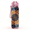 1PC Bohemian Mandala Flower Art Print 750ml Color Plastic Sports Water Bottle Leakproof Flip Straw Lid Suitable for Sports Office Home Use