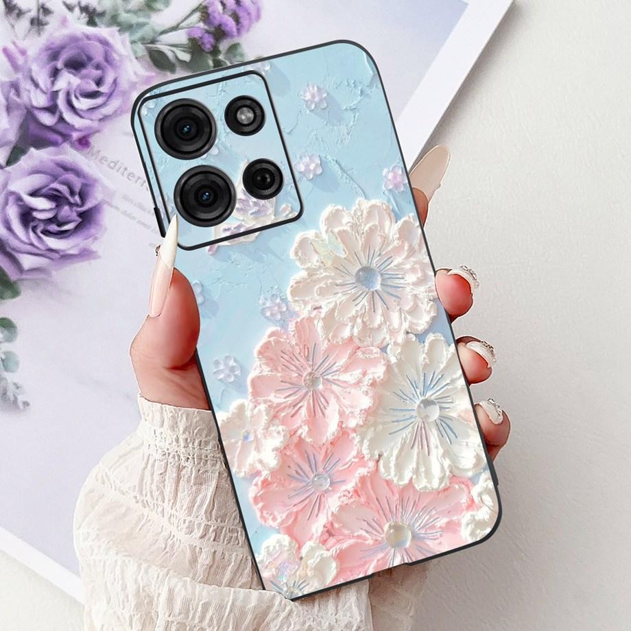For Motorola G05 G15 Power G35 G55 G75 E15 Phone Case Back Cover Girly Fashion Flower Butterfly Paintong Soft TPU Bumper Fundas