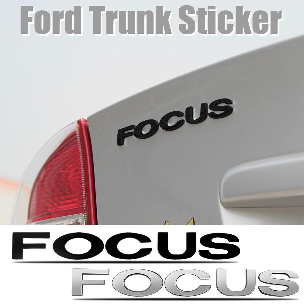 AAANH1 Car Styling Trunk ABS Focus Letter Sticker Badge Decor Auto Exterior Accessories For Ford Fiesta MK3 Mustang Fusion Mondeo Kuga