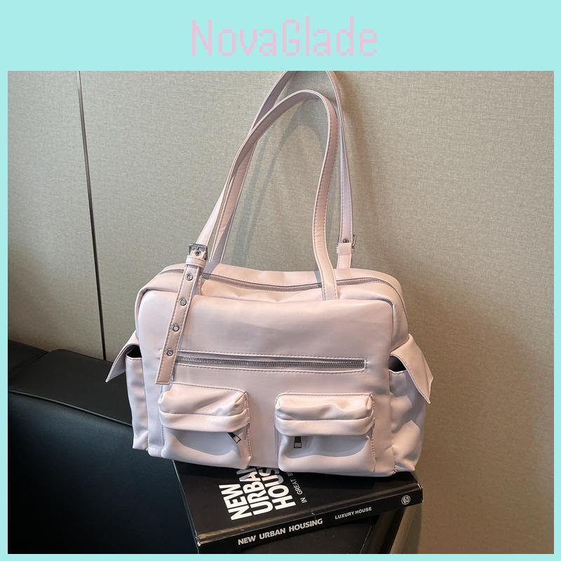Leather Travel With Inner Pouch And Double Shoulder Straps For Women Commuting