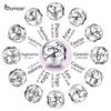 Genuine 925 Sterling Silver 12 Constellation Zodiac Round Beads Fit Original Bracelet Charms