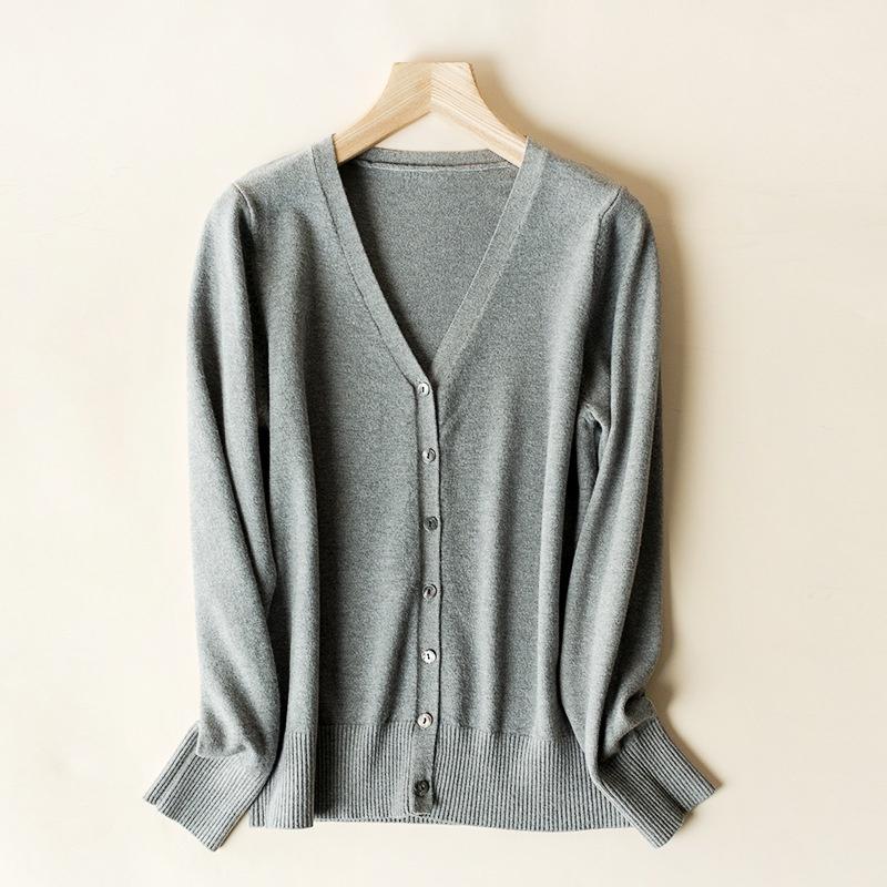 Luxurious Ladies Knitted V-neck Cashmere Sweater Cardigan With Long Sleeves And Soft Material