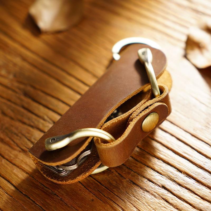 Кошелек-органайзер для смарт-ключа из натуральной кожи, держатель, зажим для ключей, папка EDC, уличный, портативный, бытовой, карман для ключей, инструменты с кольцом для ключей