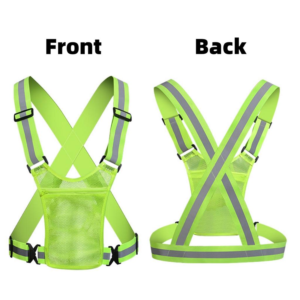 Adjustable Reflective Safety Vest High Visibility Safety Jacket with Strap for Night Work Running Bicycle
