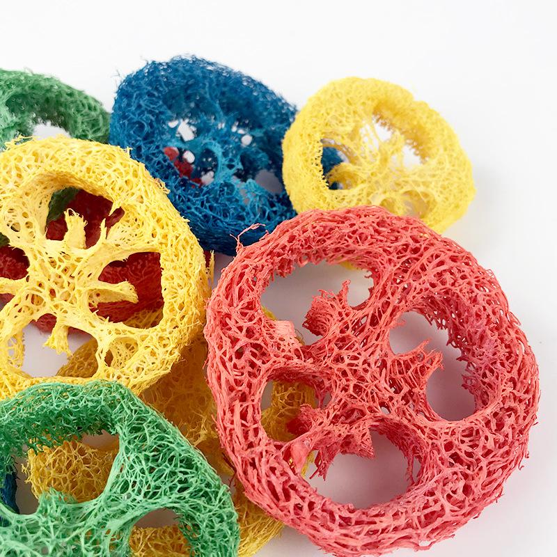 Colorful Loofah Chew Toys for Small Pets - Bite-Resistant Teeth Cleaning for Hamsters and Chinchillas