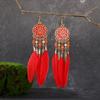 Zinc Zinc Zinc Alloy Bohemian Feather Dangle Earrings Bohemia Style Boho Drop Earrings  Girl
