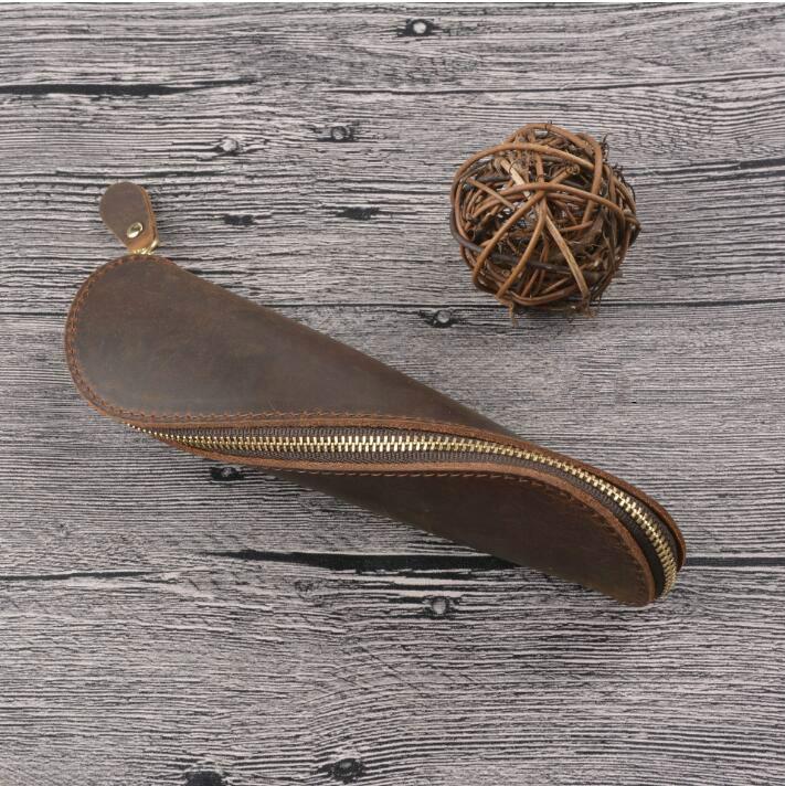 Пенал из ПУ кожи ручной работы, чехол для ручек, органайзер для хранения кистей для макияжа, косметики, сумка для канцелярских принадлежностей для студентов, портативная сумка для инструментов