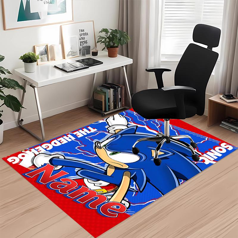 Custom Name Sonic Printed Carpet, Rug for Office Chair Living Room Bedroom Kitchen Room Decor Gifts.