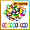 50pcs Key ID Label Colorful Key Holder Plastic with Keyring ID Tags Name Label Card Portable