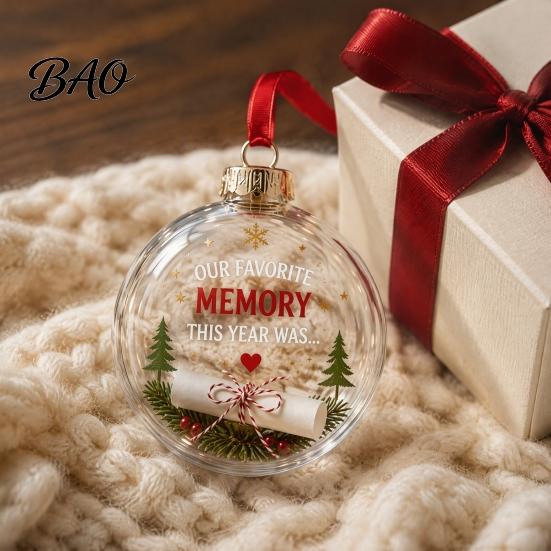 Festive Party Supplies for Christmas 3D Clear Ball Ornament, Holiday Message Keepsake, Acrylic Decorations Bedroom Windows Tree Hanging Decoration