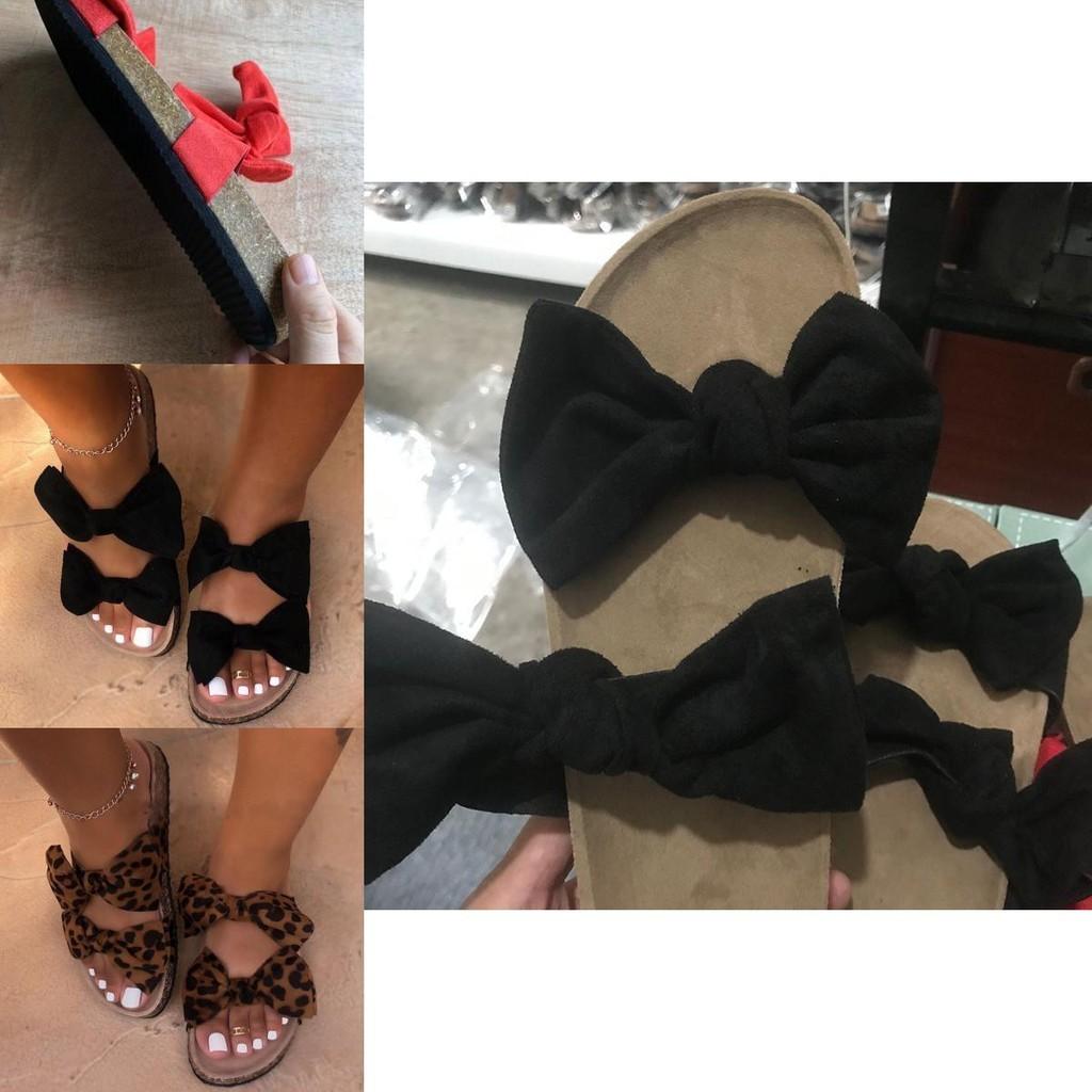 Elegant Women Ladies Slip On Peep Toe Bow Sliders Flatform Platform Flat Sandals