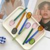 Colored Glass Coffee Spoon Long Handle Ice Cream Dessert Tea Milk Spoons for Picnic Kitchen Drinkware Tableware Products