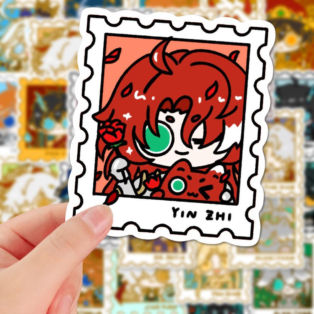 48 шт популярных милых наклеек с изображением HSR (Хонкай: Звездный рельс) и Genshin Impact, высококачественные небольшие штампы в стиле аниме для самодельных наклеек