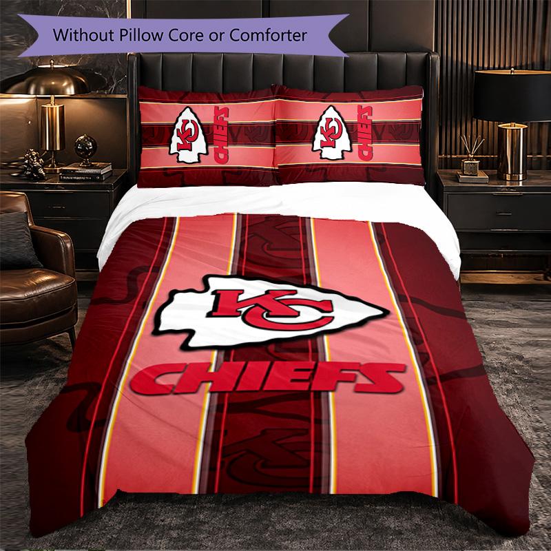 Набор постельного белья из микрофибры с узором Kansas City Chiefs, 3 предмета, декоративный комплект с пододеяльником для спальни, домашнего использования