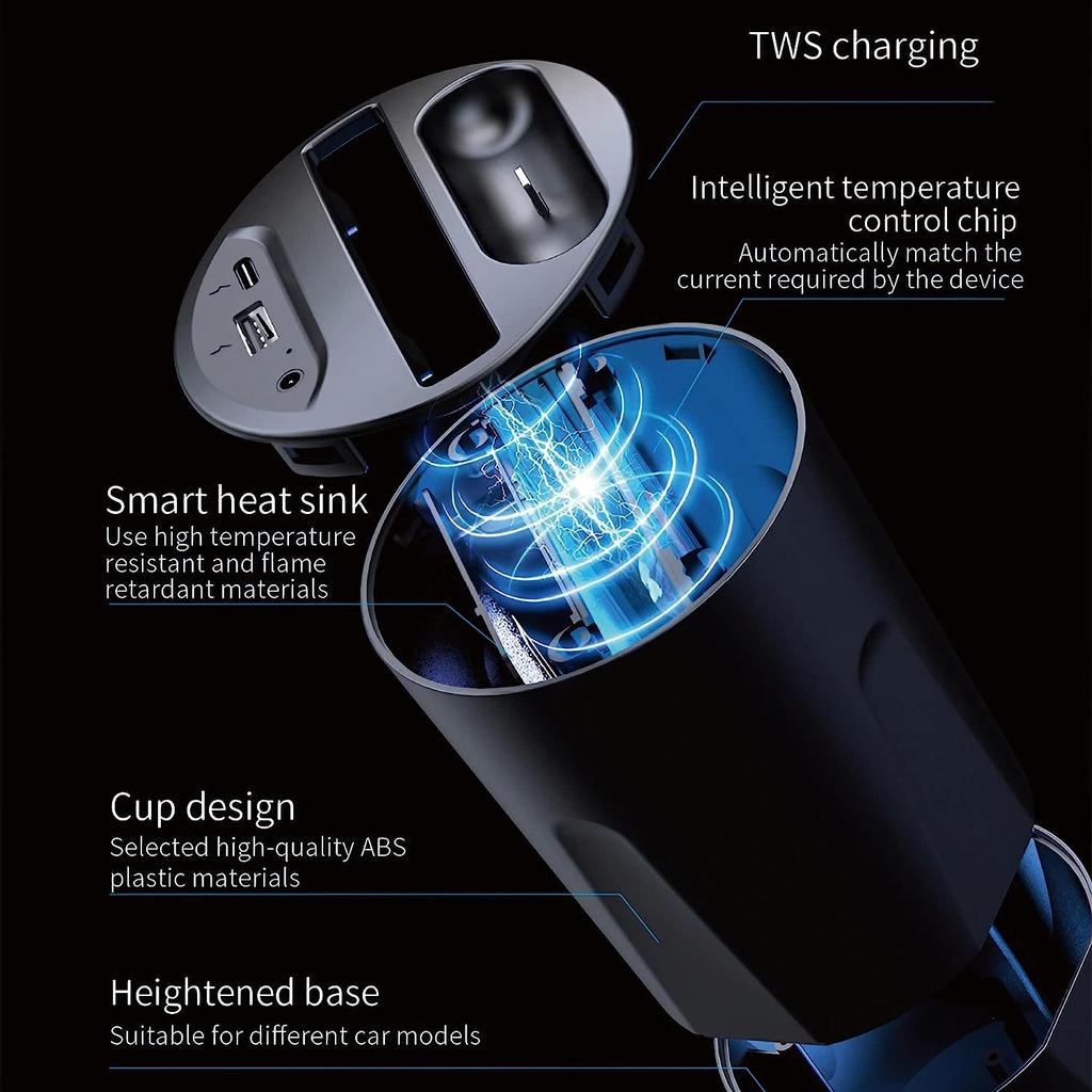 Беспроводное зарядное устройство для чашки, автомобильный держатель для зарядного устройства для Airpods pro 2 iPhone 15/14/13/12/XR/X QI, автомобильный держатель для чашки, беспроводное зарядное устройство для samsung