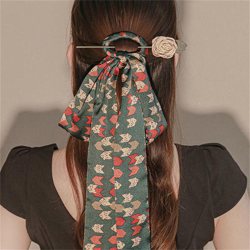 Fashion Headbands Hair Ribbon Scarfs Women Skinny Hairband Hair Accessories Girl Print Cute Hairpin Chinese Hair Sticks Headwear