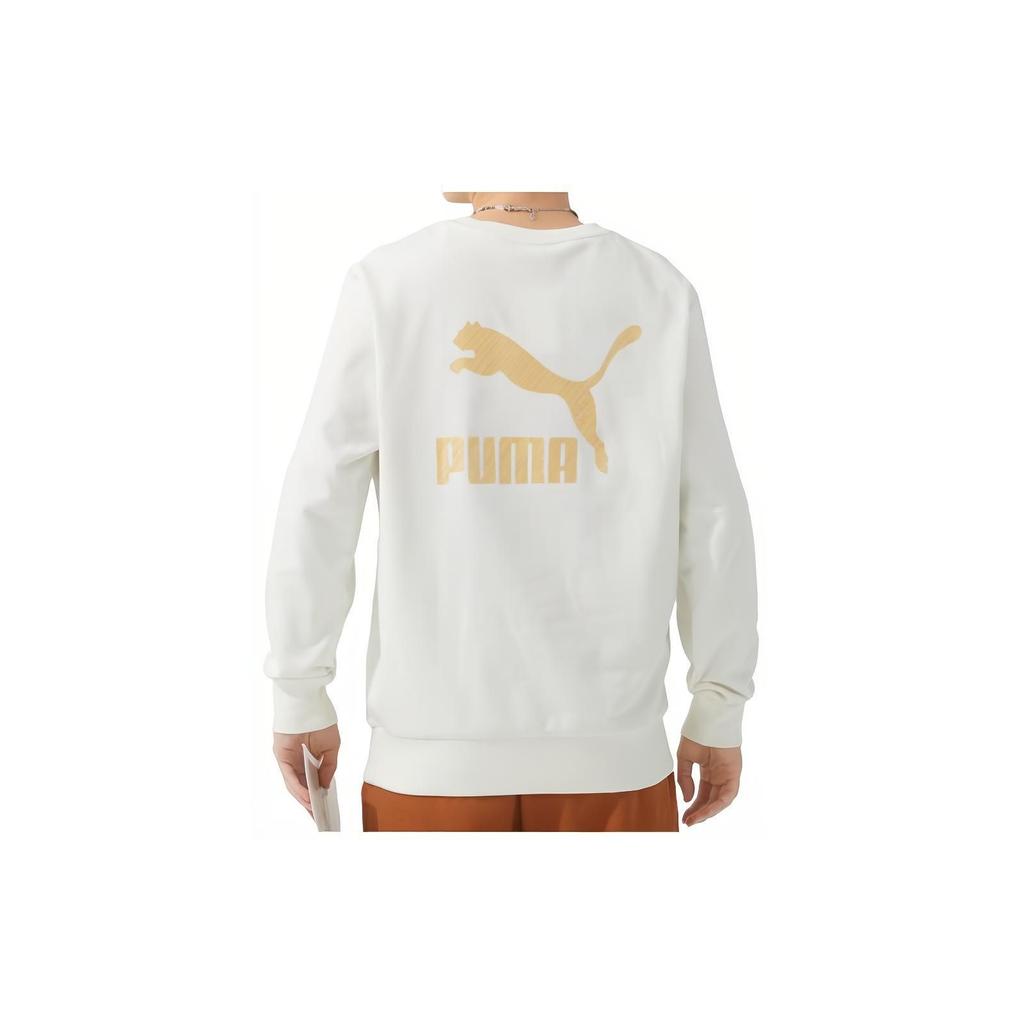 Puma Solid Color Casual Crew Neck Long Sleeve Sweatshirt Unisex Sweatshirt White 625825-65