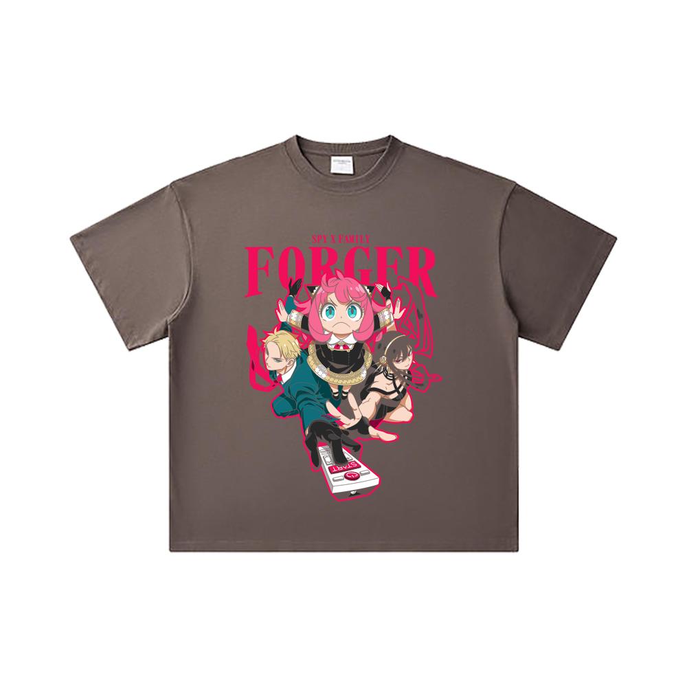 260 GSM Double Yarn 32 Count 100% Cotton Spy x Family V1 Forger Print Unisex Heavy Cotton T Shirt