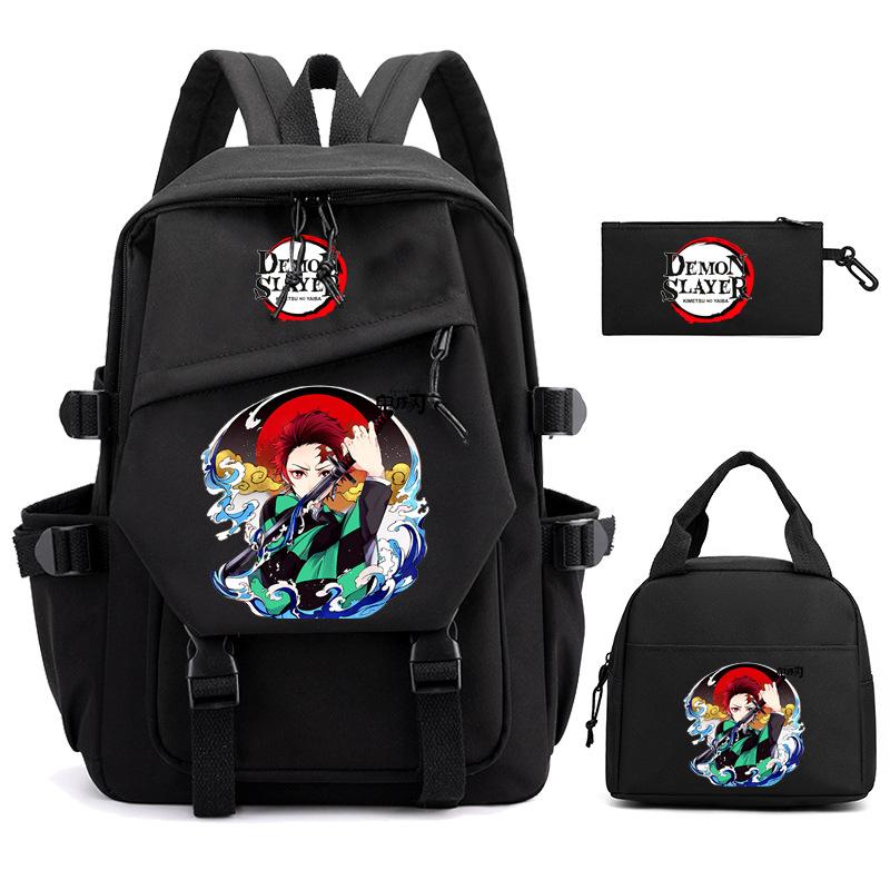 Ghost Extermination Surrounding Animation Schoolbag Trend Primary And Secondary School Students Leisure Backpack College Meal Bag Pencil Bag Set