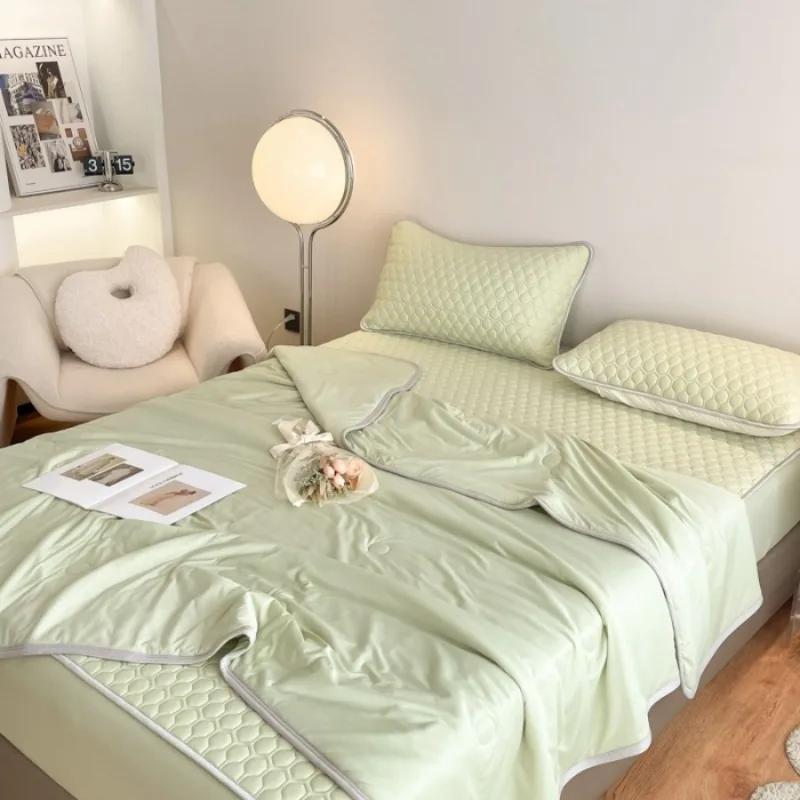 Новое Летнее Одеяло из Прохладного Шелка Однотонное, Мягкое и Удобное Одеяло для Кондиционера, Односпальное, для Взрослых, Подарочное Одеяло