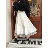 Midi Skirts Womens 2023 Autumn Elastic High Waist Mesh Tutu Pleated Skirts Female Black White Long Skirt Streetwear