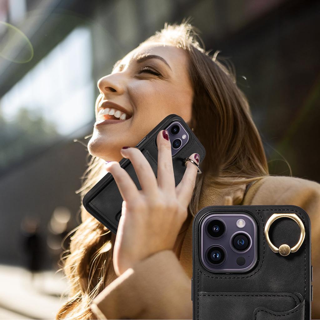Чехол-держатель для карт с кольцом и слотами для телефона для iPhone 14 серии. Для iPhone 14, iPhone 14 Plus, iPhone 14 Pro, iPhone 14 Pro Max