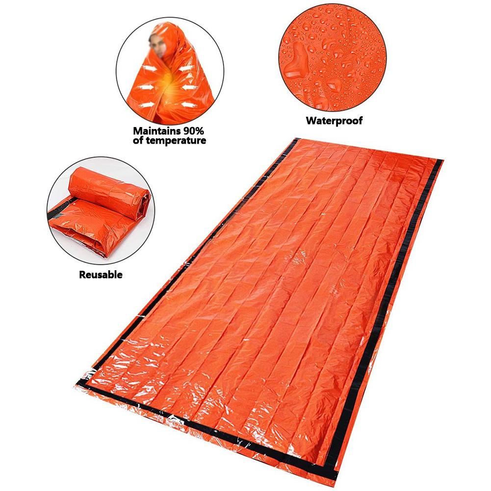 Emergency Blanket Waterproof Thermal Bivy Sack Portable Thermal Sleeping Bag Survival Gear for Camping Hiking Outdoor Adventure