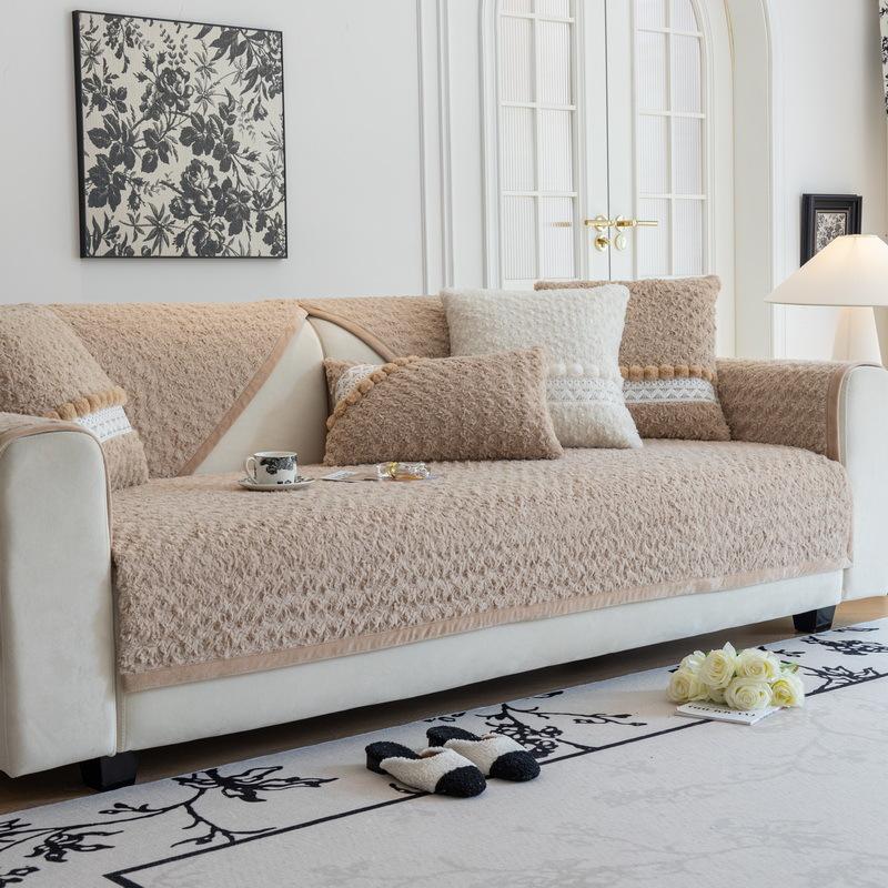 Cream Wind Plush Sofa Cushion, Universal In All Seasons, Non-Slip Seat Cushion, Light French All-Inclusive Leather, Sofa Cover, Towel Cover Cloth