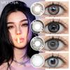Mill Creek 2pcs Gray Contact Lenses with Grade Hybrid Iris Model Natural Eye Cosmetics 1 Year Use 14.2mm