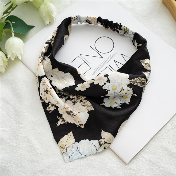 Chiffon Printing Flower Bandana Hair Scarf Headband for Women Vintage Long Ribbon Scrunchie Beach Bandanas Hair Accessories