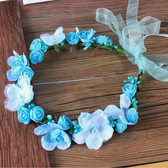 Женская повязка для волос с цветком на шнуровке, регулируемая противоскользящая повязка на голову в стиле принцессы, детский венок с цветами для девочек, реквизит для фотосессии, свадебная повязка на голову с цветком