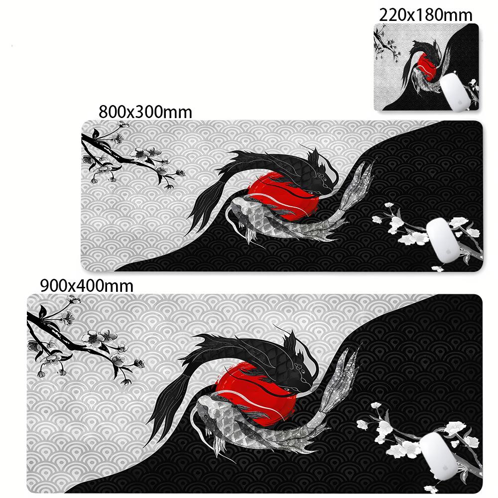 Large Mouse Pad Yin-yang Fish HD Black & White Sakura Computer Office Table Pc Gaming Non-slip Japanese Kawaii Desk Accessories