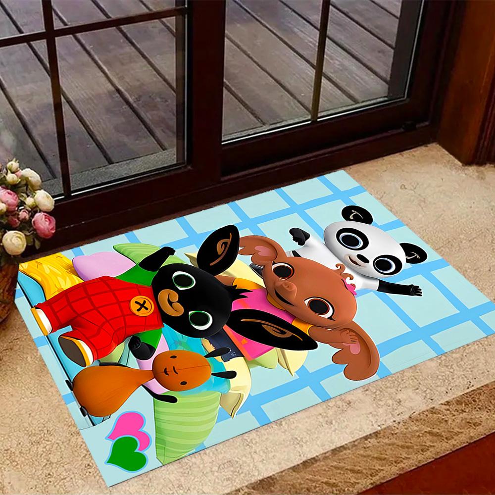 Bing Bunny And Friends Themed Anti-Slip Rugs - Polyester Home Decor, Suitable for Bedrooms, Living Rooms, Doorways, Studios, and Decorations