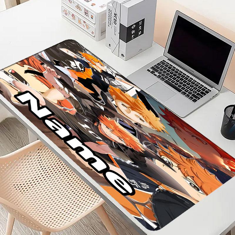 Custom Name Personalized Haikyu Pattern Mousepad, Laptop PC Desk Mat, Decorative Desk Mat for Home Keyboard Pad Gift