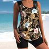 Women Floral Print Two Piece Swimdress Tankini Set 2023 Sexy Swimwear Large Size Bikini Monokini Set Summer Swimsuit Beachwear