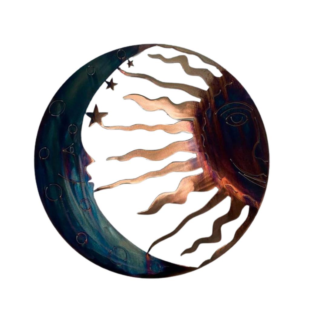 Металлические настенные украшения «Солнце и Луна» для улицы, 3D, стильная садовая скульптура для садового забора, украшения для крыльца